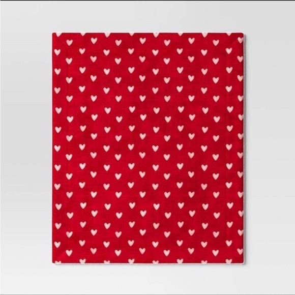 Printed Plush Hearts Throw Blanket Faux Shearling Reverse Red/Pink - Threshold - Picture 3 of 7